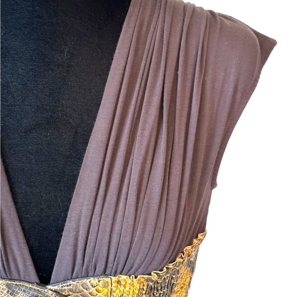 Sky Brown Reptile Print Accent Stretch Top XS - Picture 2 of 5